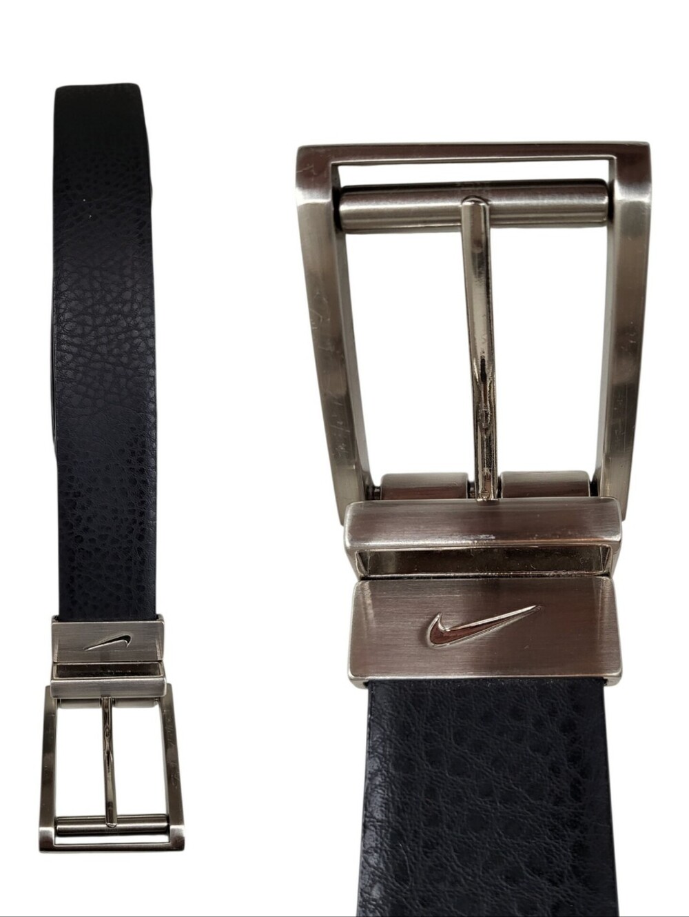 Nike Men's Reversible Golf Belt Black Brown Faux Leather Silver Buckle Size 42